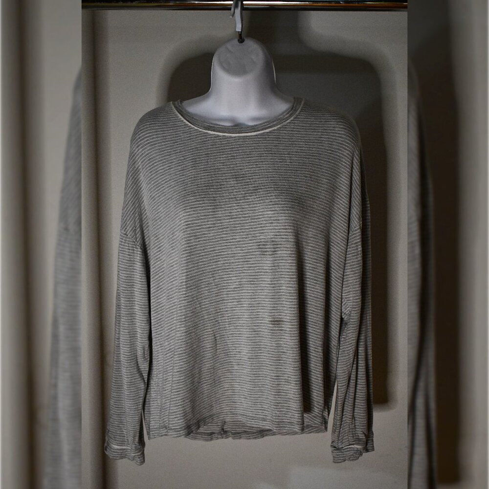 Women's Striped Grey & White Soft Pajama Top